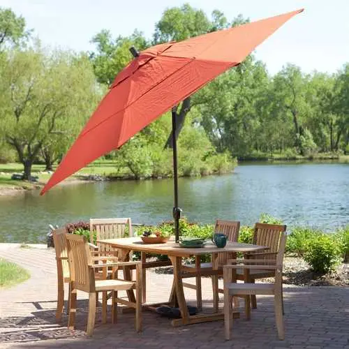 11-Foot All-Weather Patio Umbrella Featuring Brick Red Fabric & Sturdy Metal Frame 1