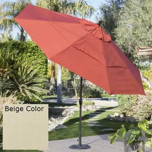 11-Foot Beige Market Umbrella For Patios With Push-Button Tilt Mechanism 1