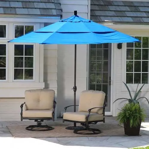 11-Foot Tilting Patio Umbrella – Pacific Blue Uv-Resistant Canopy 1