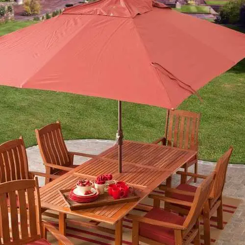 11-Ft Rectangle Patio Umbrella With Terracotta-Red Orange Canopy Shade 1