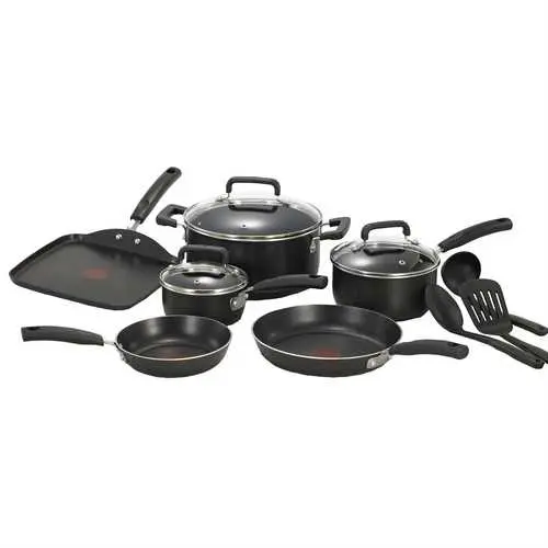 12-Piece Black Nonstick Cookware Set Safe For Dishwashers 1