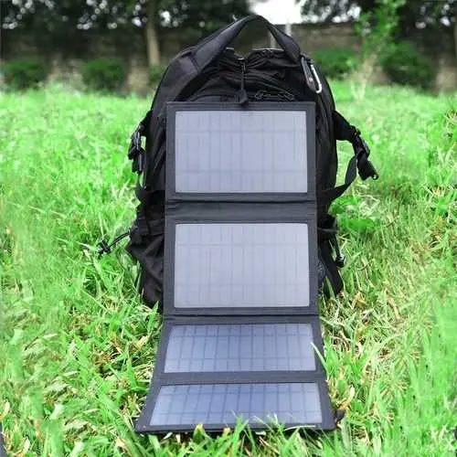 14W Folding Solar Panel Charger – Portable 5V Usb Power Bank Backup 1