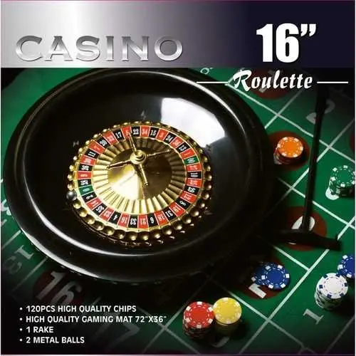 16-Inch Roulette Wheel Game Set With 3'X6' Felt Layout And Rake 1