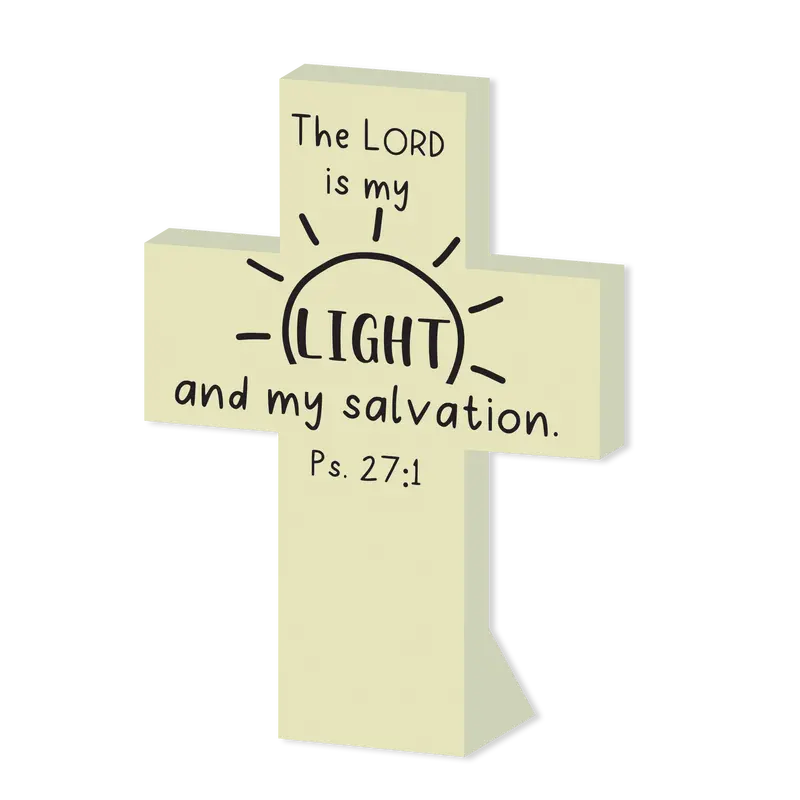 2.5" Glow-In-The-Dark Standing Cross – Psalm 27:1 Faith Keepsake 1