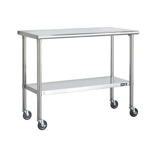 2-Foot Stainless Steel Kitchen Island Cart – Mobile Prep Table With Casters 1
