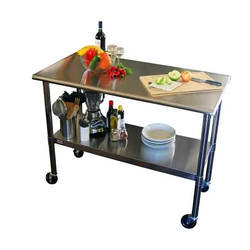 2' X 4' Stainless Steel Kitchen Prep Table With Locking Casters 1