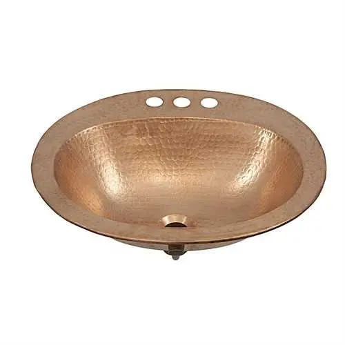 20" X 17" Oval Drop-In Copper Bathroom Sink 1