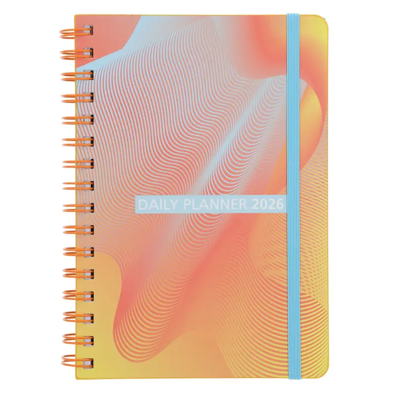 2026 A5 Wirebound Daily Planner – Warm Yellow And Orange Color Scheme 1