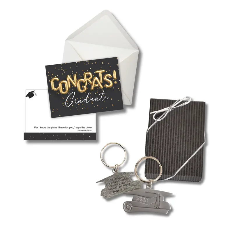 2026 Pewter Graduation Keychain Gift Set With Notecard 1