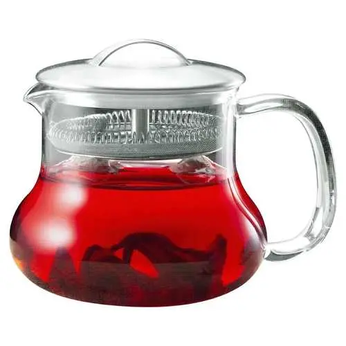 22-Ounce Stainless Steel-Lid Glass Tea Kettle With Built-In Strainer 1