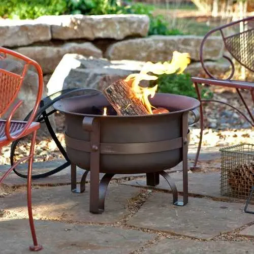 23-Inch Heavy-Duty Steel Fire Pit Cauldron With Stand & Cover 1