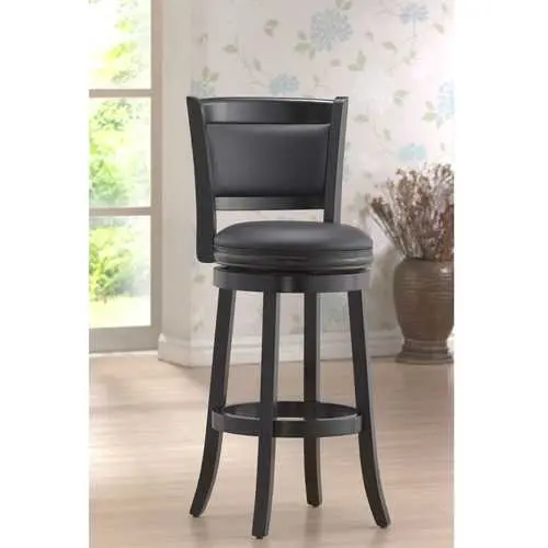 29-Inch Black Swivel Barstool – Faux Leather Cushioned Seat 1