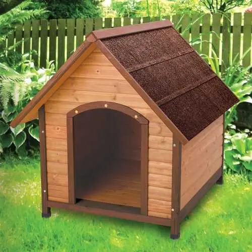 30-Inch Durable Solid Wood Dog House Featuring Weatherproof Shingle Roof 1