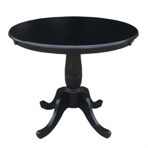 30-Inch Round Dining Table With Sleek Black Wood Finish 1