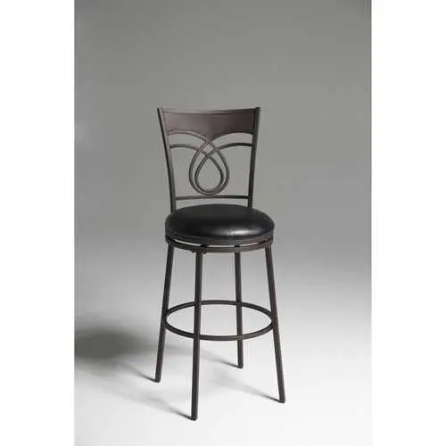 30-Inch Swivel Bar Stool – Black Faux Leather Seat On Metal Frame 1