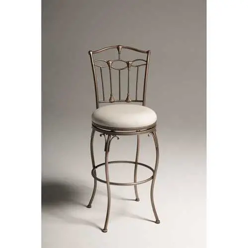30-Inch Swivel Bar Stool – Bronze Metal Base With White Upholstered Seat 1