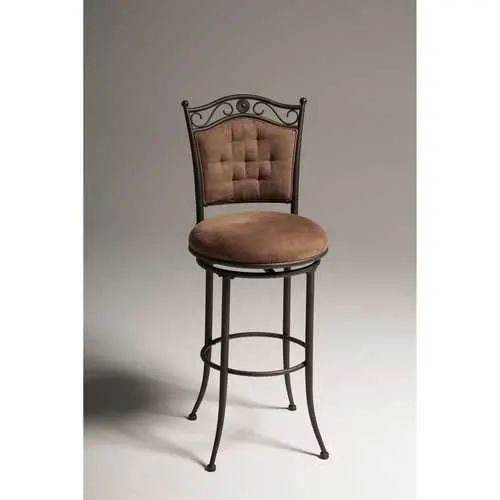 30-Inch Swivel Barstool With Brown Microfiber Seat And Steel Base 1