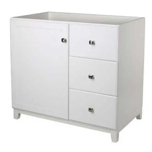 30" × 21" White Bathroom Vanity Cabinet With Nickel-Finish Hardware 1