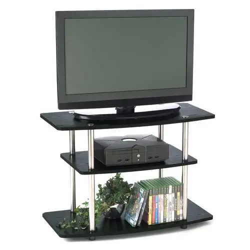 32-Inch Wood-Grain Tv Stand – Slim Flat-Screen Media Console 1