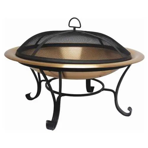 35-Inch Copper Bowl Fire Pit With Steel Stand And Protective Cover 1