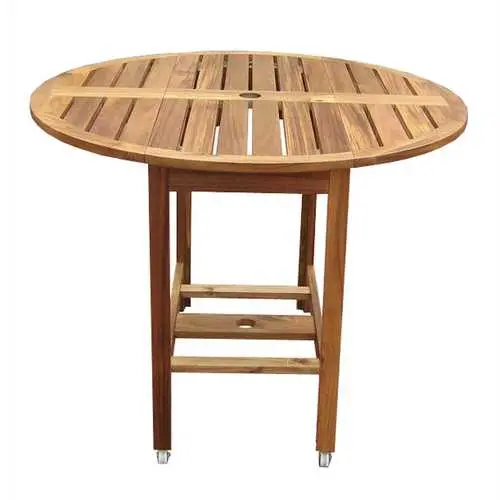 39-Inch Kiln-Dried Hardwood Folding Patio Table With Mobility Wheels 1