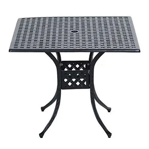 39-Inch Square Black Metal Outdoor Patio Dining Table 1