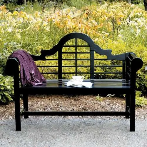 4.5-Foot Eucalyptus Garden Bench – Weather-Resistant Black Finish 1