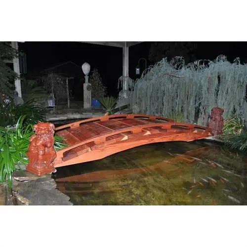 4-Foot Japanese-Style Sealed Redwood Garden Bridge 1