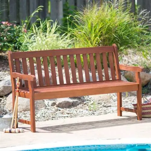 4-Foot Natural Wood Garden Love Seat – Rustic Outdoor Bench For Patios 1