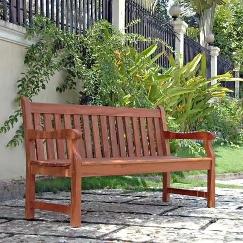 4-Foot Outdoor Garden Bench In Solid Wood With Armrests 1