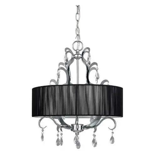 4-Light Crystal Chandelier With Matte Black Drum Shade 1