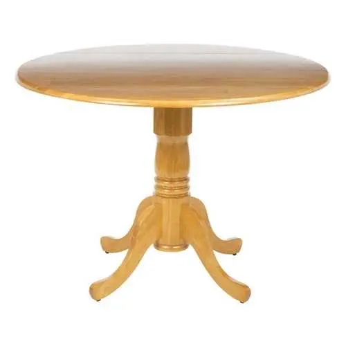 42-Inch Round Drop-Leaf Dining Table In Oak Finish 1