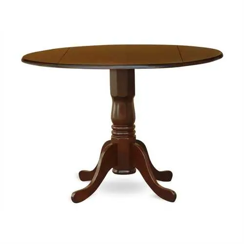 42-Inch Round Drop-Leaf Dining Table – Mahogany-Finished Pedestal Base 1