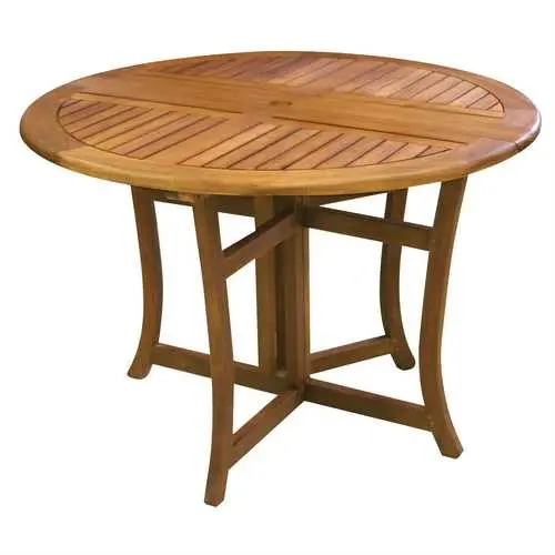 43-Inch Round Portable Folding Patio Dining Table With Center Umbrella Hole 1