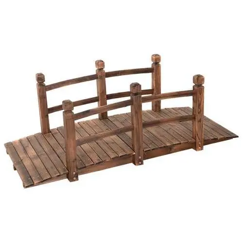 5-Foot Solid Fir Wood Arch Garden Bridge For Pondscaping Or Pathways 1