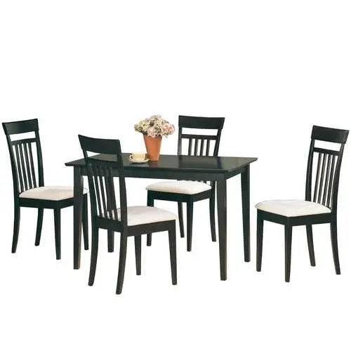 5-Piece Casual Contemporary Dining Set In Dark Brown Wood 1