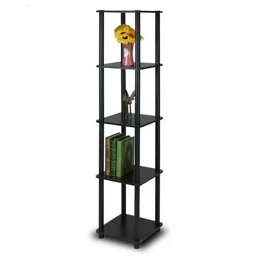 5-Tier Espresso-Black Square Corner Bookshelf Display Unit 1
