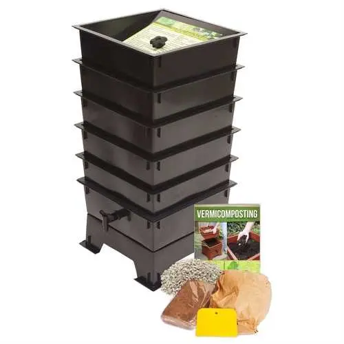 5-Tier Worm Composting Bin – Includes Worm Tea Spigot, Black Finish 1