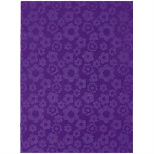 5' X 7' Floral Area Rug – Purple Usa-Made Floor Covering With Botanical Motif 1