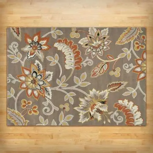 5'2" X 3'3" Tufted Floral Area Rug In Warm Yellow, Orange, Beige & Brown 1