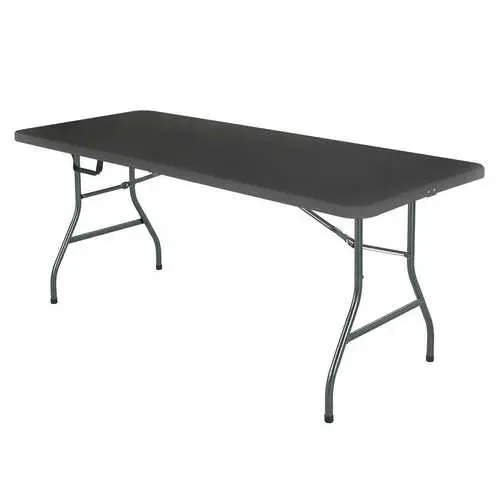 6-Foot Weather-Resistant Black Centerfold Folding Table 1