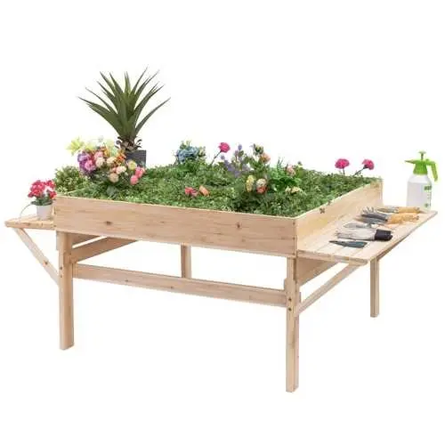 6 Ft × 4 Ft Elevated Fir Wood Garden Planter Bed 1