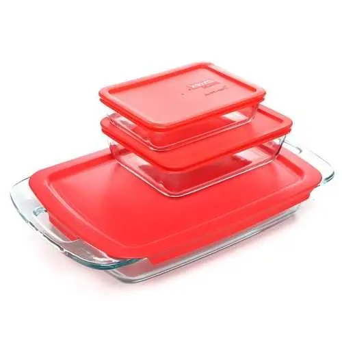 6-Piece Red-Lid Glass Food Storage Set With Airtight Lids 1