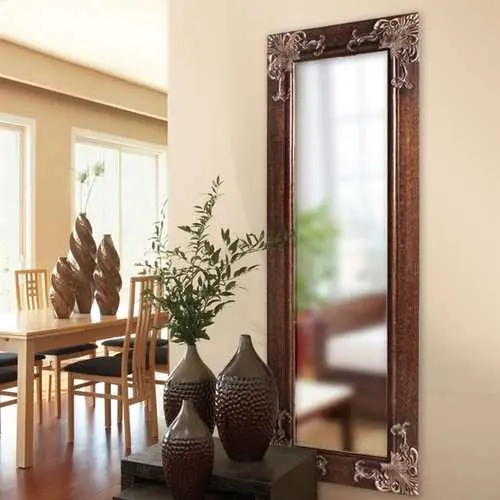 63-Inch Full-Length Wall Mirror In Wood Frame With Antique Silver-Gold Trim 1