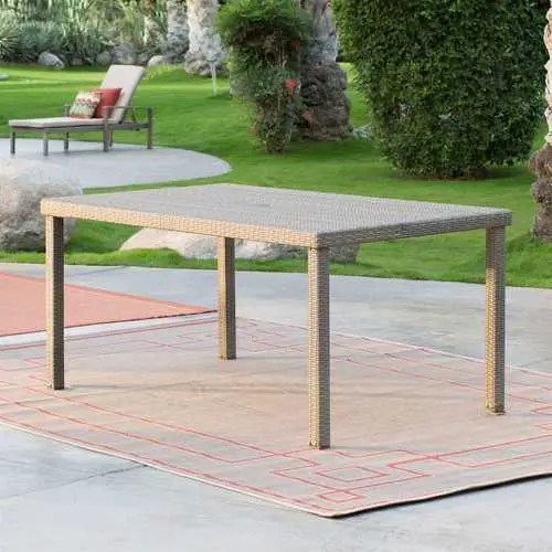 63-Inch Resin Wicker Patio Dining Table – Powder-Coated Steel Frame For Outdoor Use 1