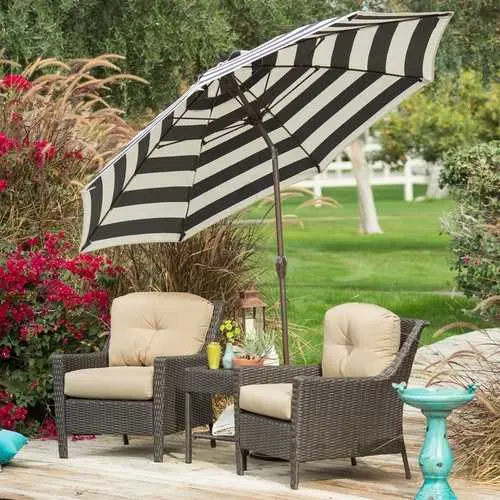 7.5-Foot Patio Umbrella With Navy-And-White Striped Canopy & Metal Pole 1