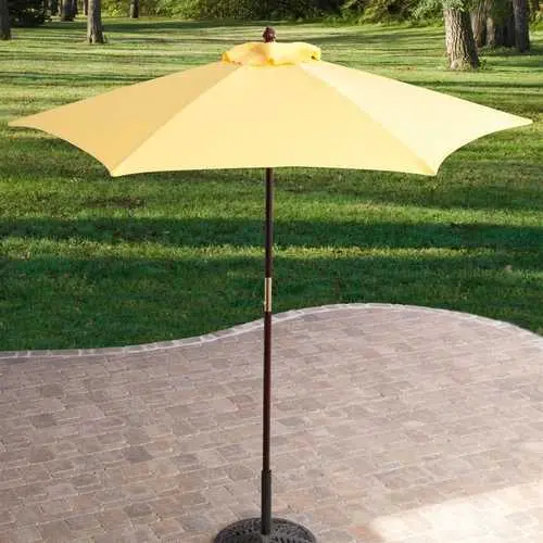 7.5-Foot Yellow Outdoor Patio Umbrella With Dark Mahogany Pole 1