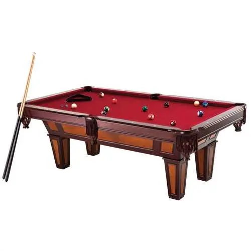 7-Foot Regulation Pool Table With Burgundy Wool Playing Surface And Fringed Pockets 1