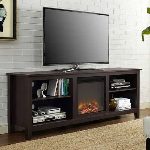 70-Inch Espresso Electric Fireplace Tv Stand With Built-In Heater 1
