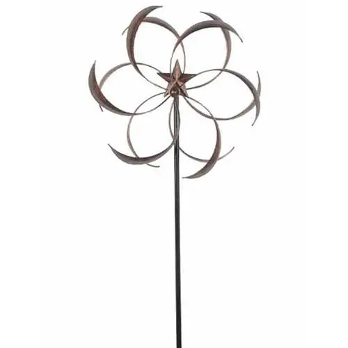 76-Inch Powder-Coated Metal Star Wind Spinner With Ground Stake 1